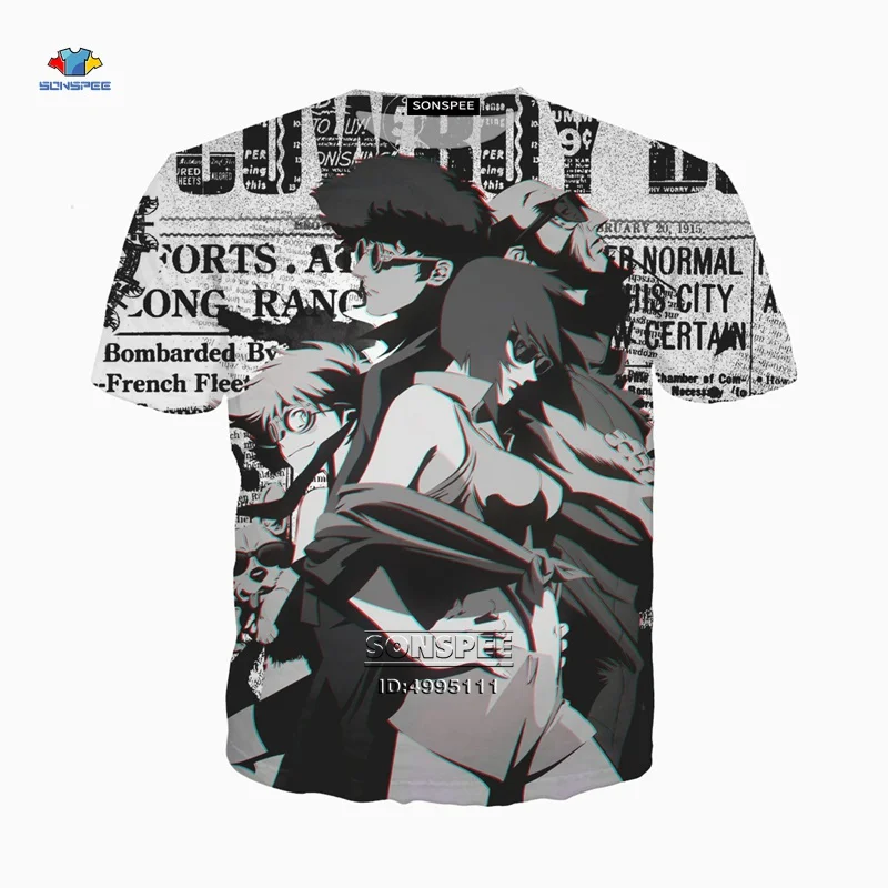 Аниме ковбой Bebop космический корабль 3D печать мужская футболка летняя Harajuku