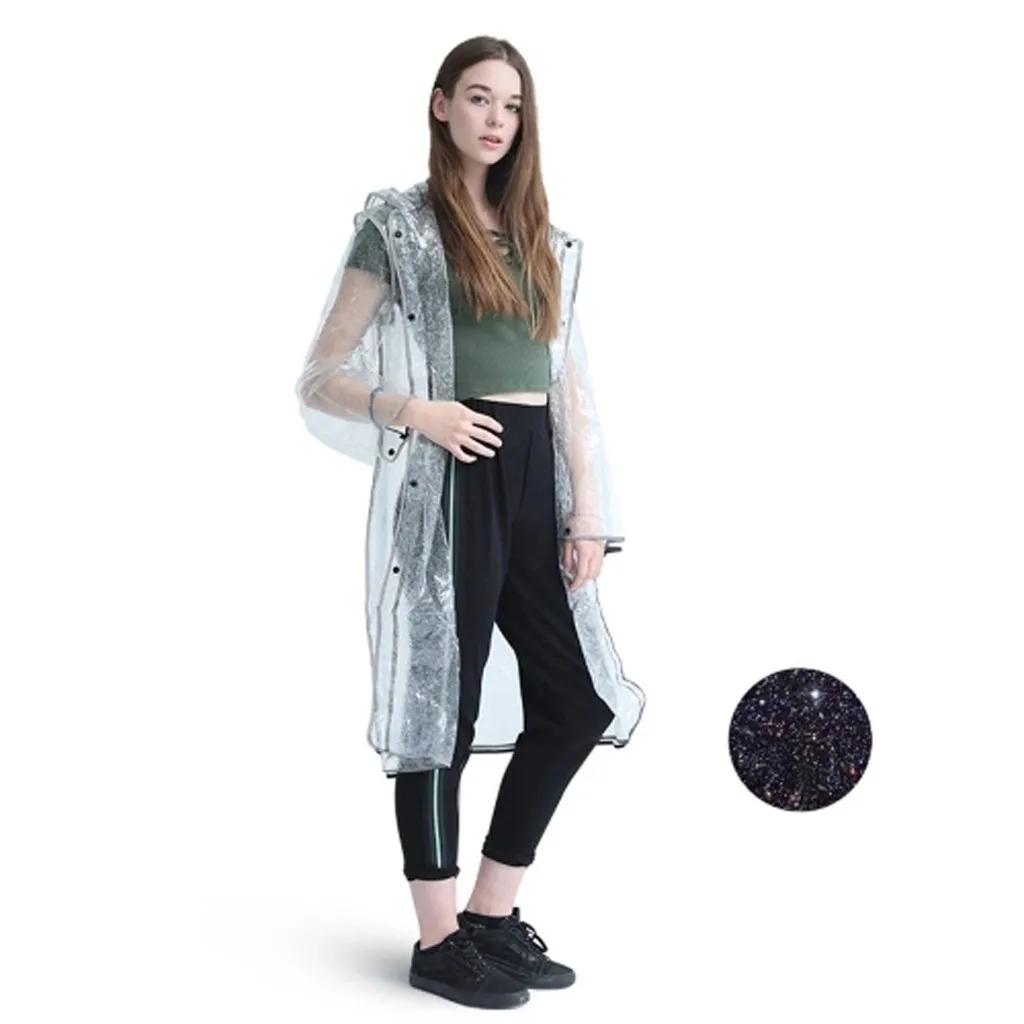 

Transparent Reflective Raincoat Poncho Eva Plus Size Rain Coat Waterproof Fashion Rain Coats Ladies Hooded Raincoat Y1