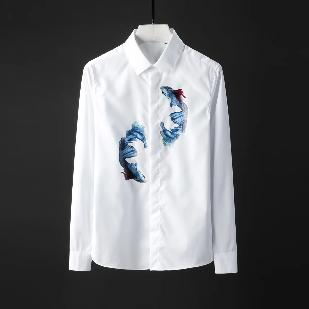 

3D Digital Printing 100% Cotton Chinese Style Long Sleeve Men Dress Shirt Camisa Masculina Slim Fit Man Shirts