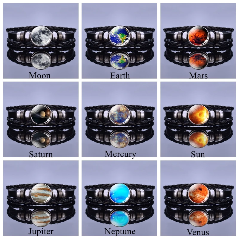 Светящиеся солнечные системы браслет солнечной системы серьги в виде планет, Луны, Марса, земли, солнца, ртути, Юпитера, Нептуна, Венеры, Сатурна браслеты для мужчин