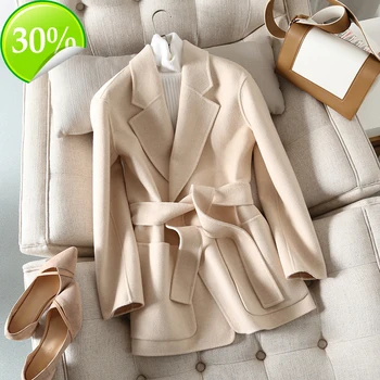 

Wool 100% Korean Coat Female Jacket Spring Autumn Fashion Double-sided Elegant Ladies Coats and Jackets Black 2020 1004 KJ4058