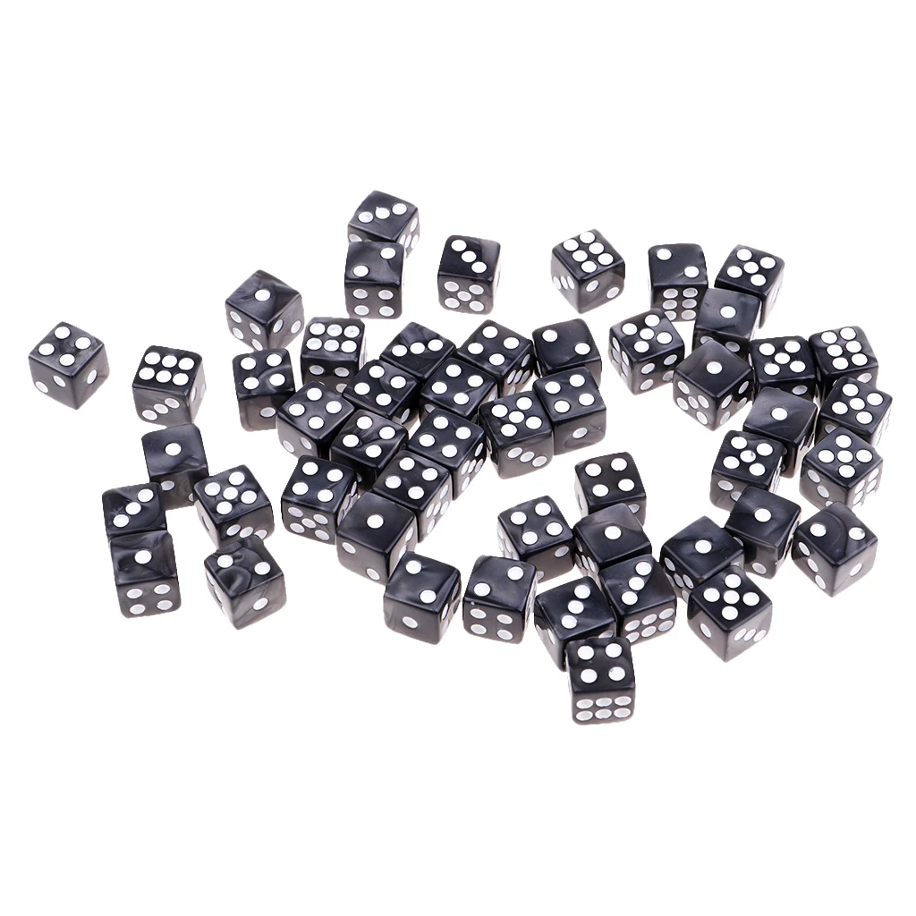 50pcs Acrylic Six Sided Dices 12mm D6 Dice for D&D DnD RPG Party Game
