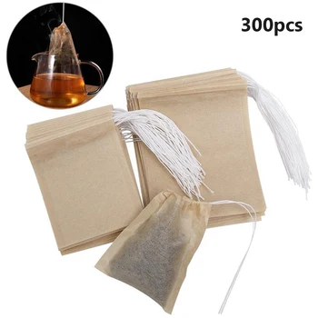 

300pcs 6x8cm Disposable Tea Filter Bags Coffee Filter Tea Making Bag Packaging Bag (Light Brown)