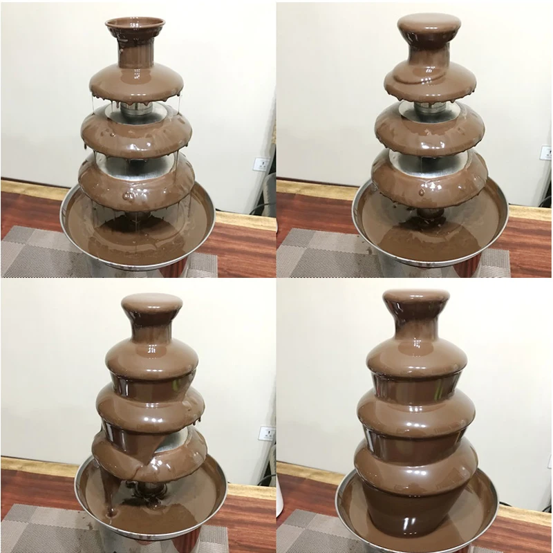 Stainless Steel Four-Layer Chocolate Fountain Machine Large-Capacity Melting Pot Small Dessert Party Wedding Supplies