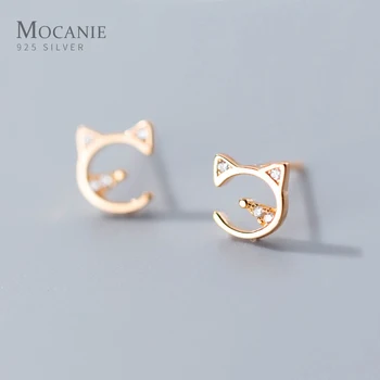 

Mocanie Mini Lovely Animal Little Cat Authentic 925 Sterling Silver Stud Earring for Women Korea Style Tiny Ear Pin Fine Jewelry