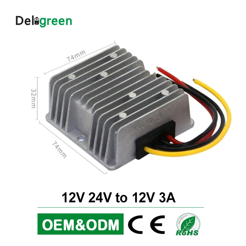 

12V 24V to 12V 3A DC DC Converter wide input volatge 9V to 36V Regulator Car Step up Reducer Buck converter power supply