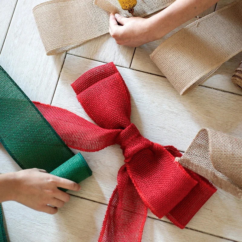 

11cmx270cm linen ribbon multi-color ribbon handmade DIY decoration gift packaging ribbon Christmas party gifts decoration