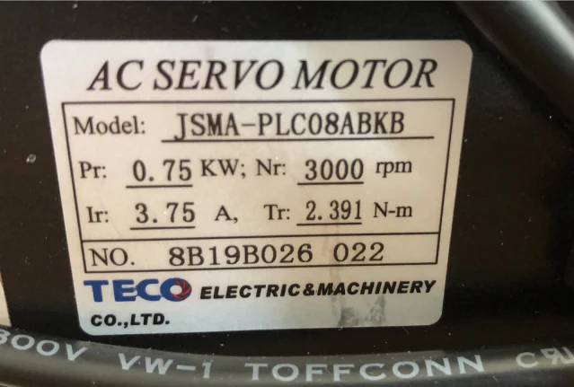 750 Вт Teco AC Серводвигатель тормоза JSMA-PLC08ABKB+ JSDEP-20A для станка с ЧПУ