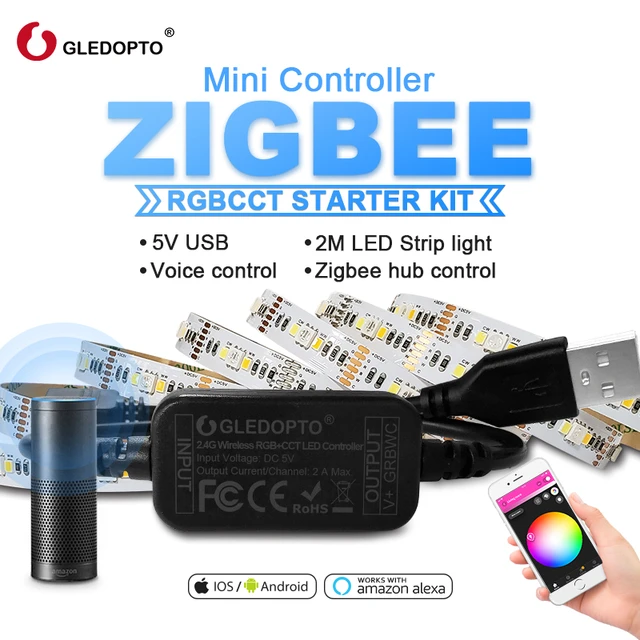 Gledopto Zigbee Controller Mini Smart Tv Led Strip Light Kit 5v Usb Rgbcct Computer Led Strip Light Work With Zigbee Hub - Rgb Controler AliExpress