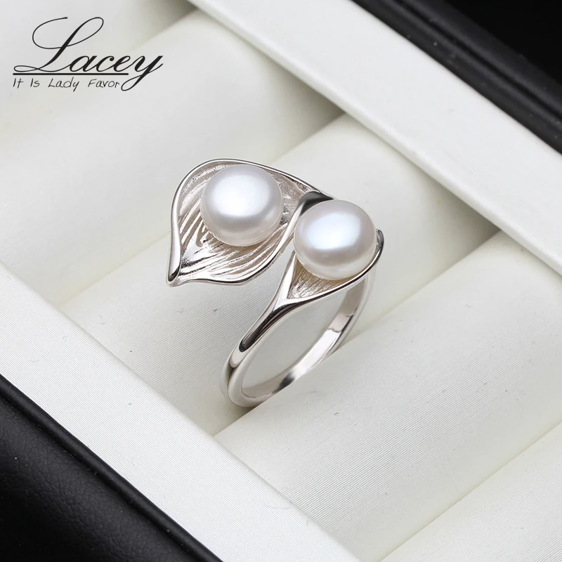 Beautiful Freshwater Pearl Pink Women Fashion Silver Party Jewelry Lady Ring 