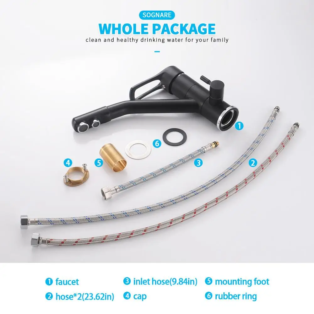 Bathroom Black Matte Kitchen Faucet Mixer Tap 360