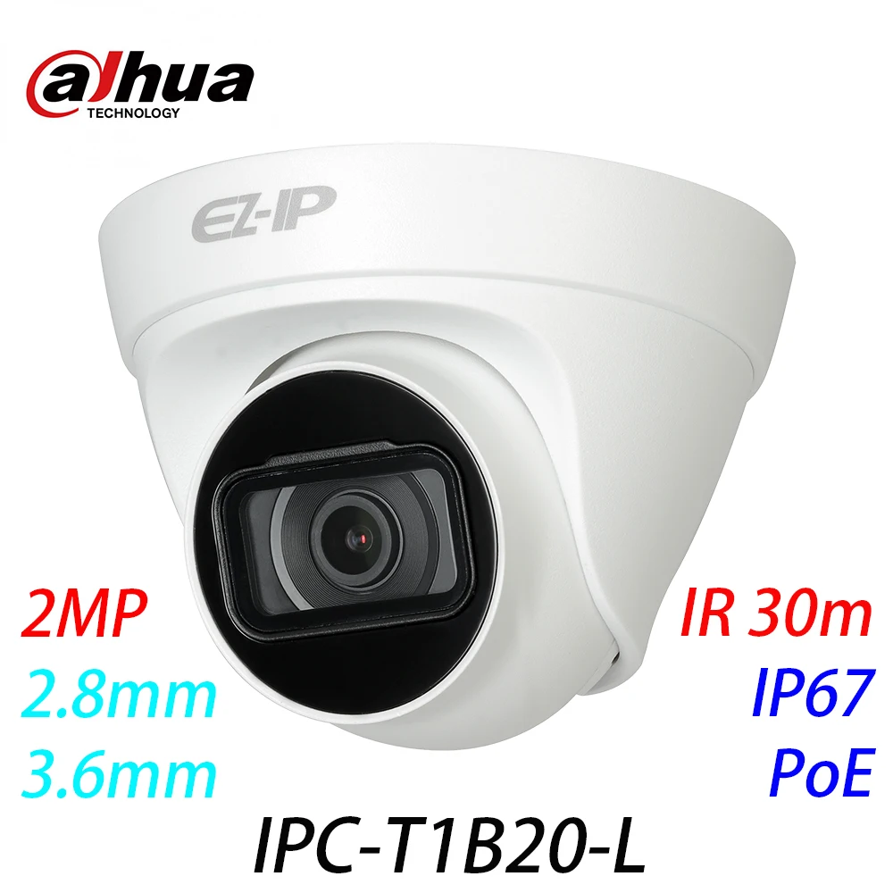 Dahua IPC T1B20 L 2MP 1080P IR30m IP67 PoE водонепроницаемый DWDR H.265 + и револьверная сетевая камера 2