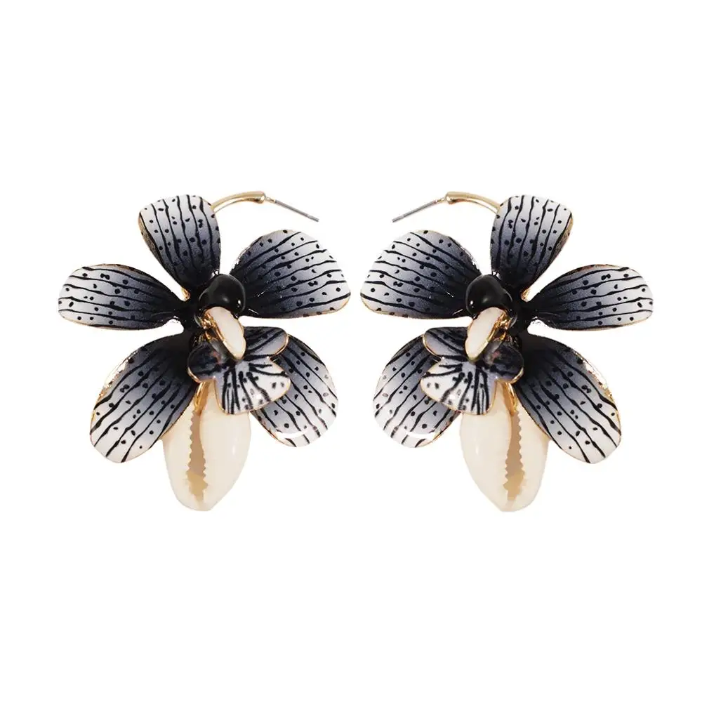 MANILAI, 5 цветов, металлические серьги-гвоздики с большим цветком для женщин, трендовая оболочка, Женские Ювелирные изделия, массивные большие серьги - Окраска металла: Grey Earrings