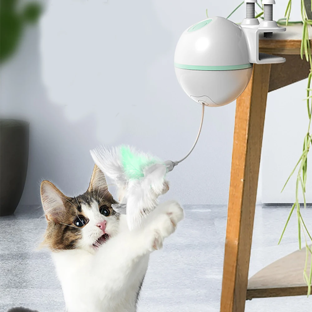 Электронная перьевая кошачья игрушка прокатный шар товары для домашних животных тизер usb зарядка автоматическая вспышка движения умный интерактивный вращающийся Забавный