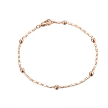 Женские Девушки 585 розовое золото цвет звено бисера браслет цепь