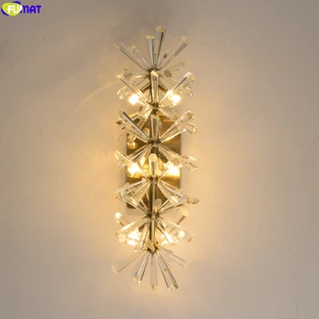 شراءFUMAT الجليد الكريستال طويل الجدار مصباح مرآة ضوء غرفة المعيشة ديكور فني LED الحديثة الخلفية جارلاند الإضاءة الفاخرة ل فندق فيلا