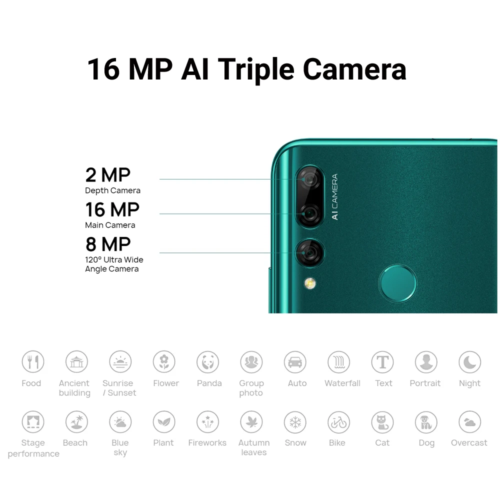 Huawei Y9 Prime глобальная версия 4 Гб 128 ГБ 16 МП Автоматическая всплывающая камера Тройная камера полный вид дисплей 4000 мАч