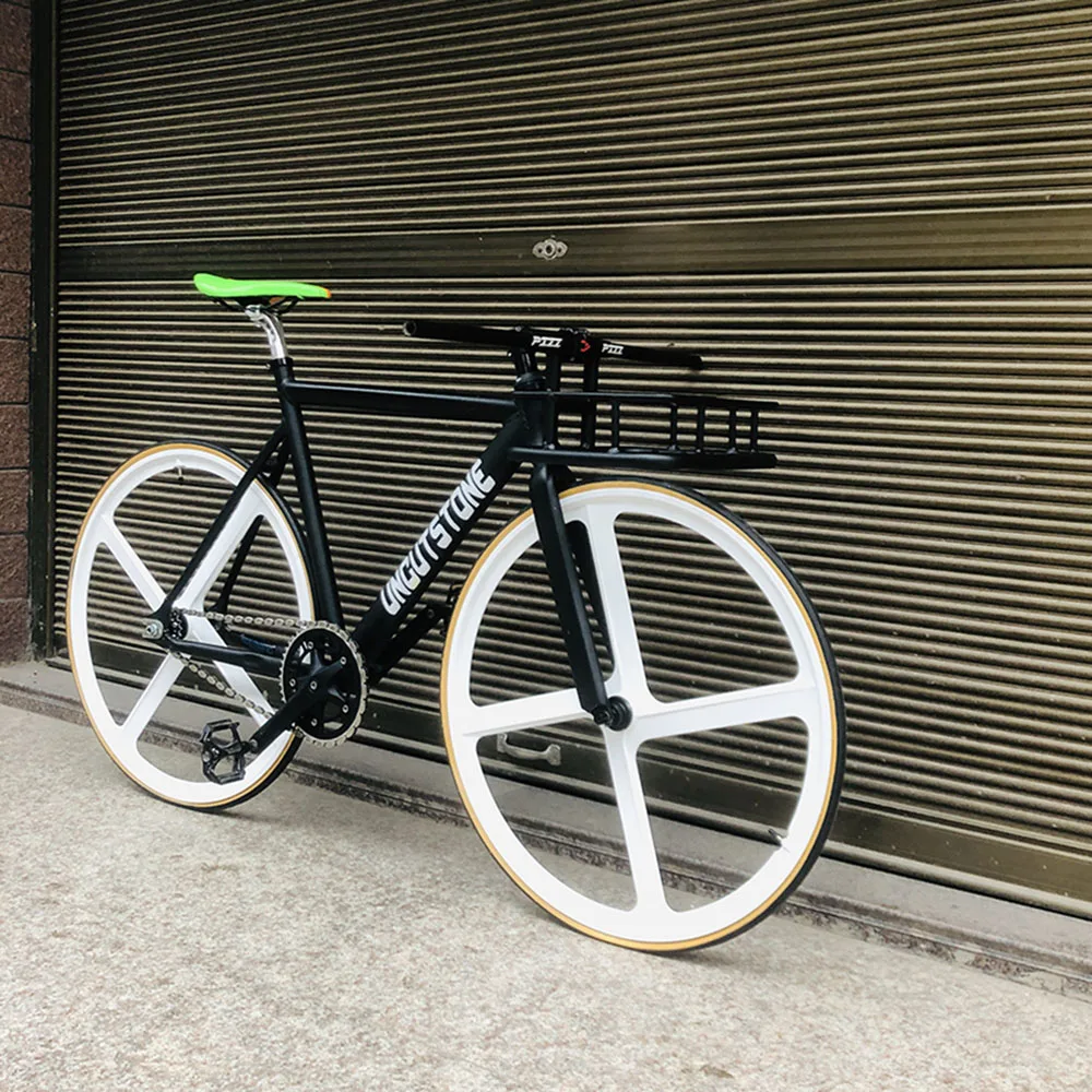 Fixie Bike frame 53cm 700C bicycle Muscular Aluminum alloy Bike Track Bike Bicycle 4 Spoke Magnesium Alloy wheel