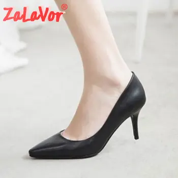 

ZALAVOR Size 33-43 Women Pumps Shoes Mature Style Pointed Head Shoes Women Fashion Thin High Heels Good Leather Office Footwear