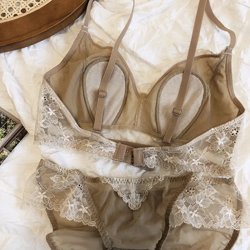 Silk Blend Solid Color Sexy Bra&Panty Set