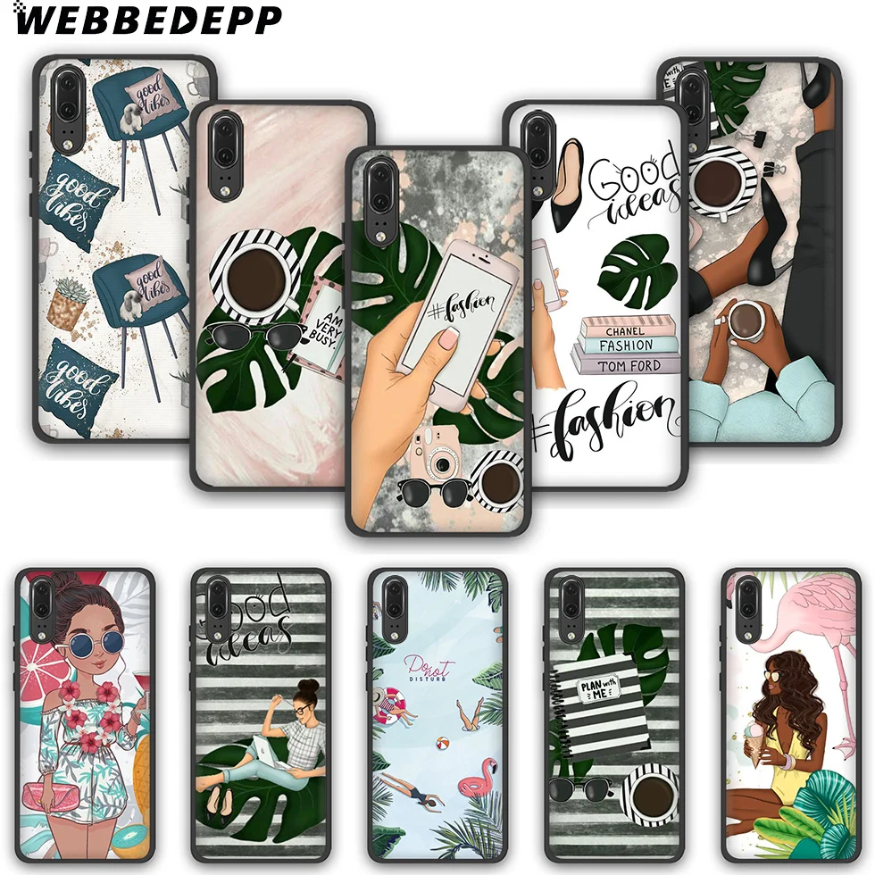WEBBEDEPP зеленый лист кофе босс Мягкий ТПУ силикон для Huawei Y9 Mate 10 20 30 Lite Pro Nova 2i 3 3i 4 5i 4E