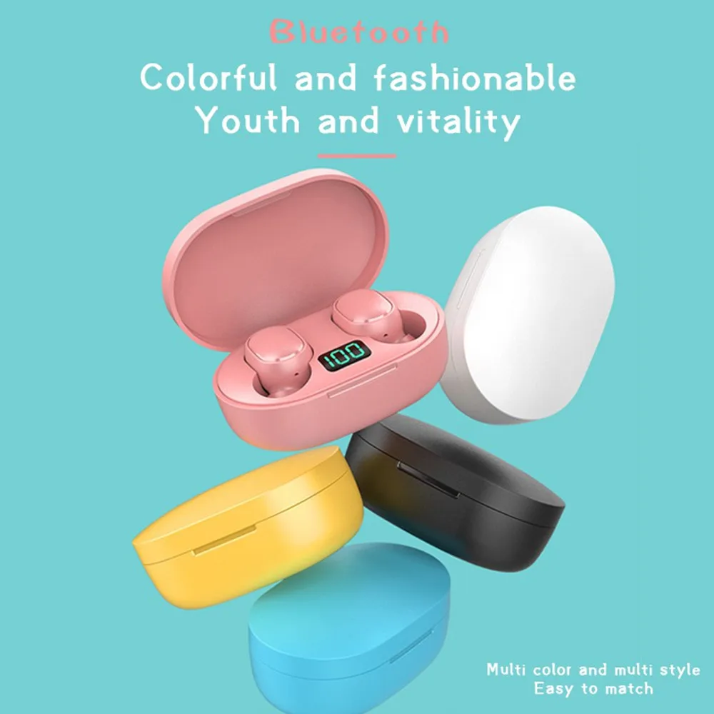 aztms new Bluetooth Earphone e6s LED Display Wireless Headsets with Mic Stereo Waterproof Mini In ear Earbuds for All smartphone