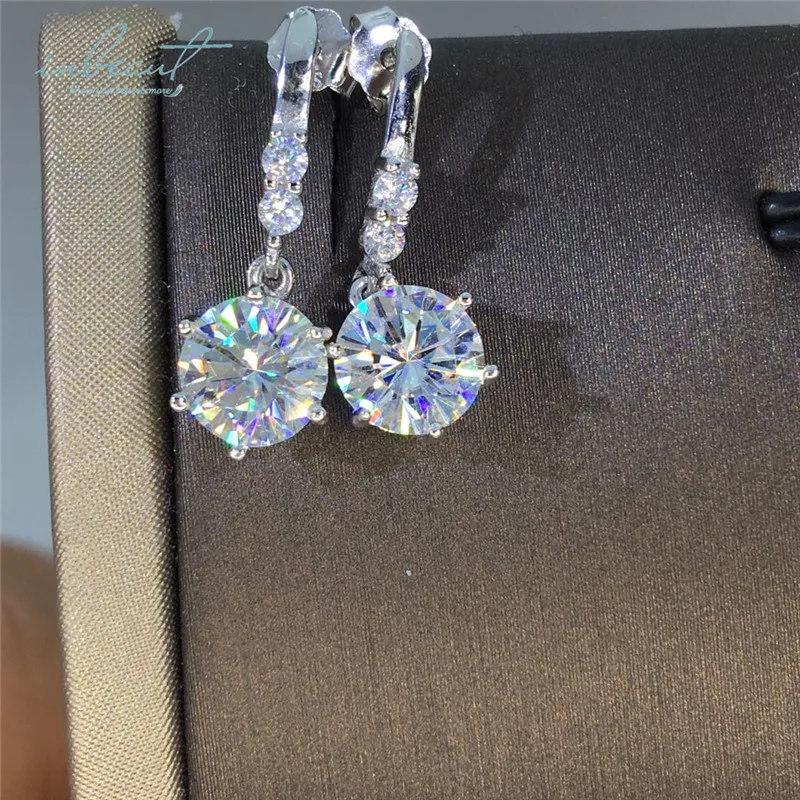 2.50 Ct Round Cut Pearl & Diamond Drop Dangle Earrings 14K White Gold Finish