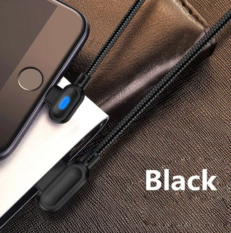 Black Usb type-C кабель 2.4A Быстрая зарядка нейлоновые USB кабели для Xiaomi Note 5 7 samsung A50 huawei P20 type-C шнур зарядного устройства для мобильных телефонов - Цвет: Black
