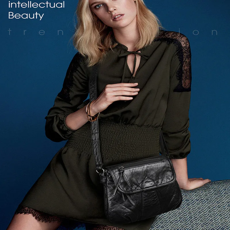  MINIFOUS Small Women Messenger Bag Washed Soft PU Leather Crossbody Bags Vintage Handbag Designer F - 4000244902707