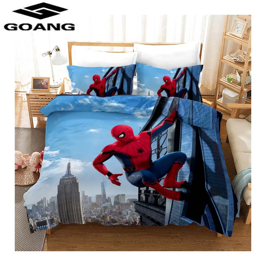 GOANG kids bedding sets 3D Digital Printing Spider Man bedding cartoon Duvet Cover Sets and pillowcase home textiles - Цвет: Красный