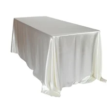 145x320cm White/Black Tablecloths Table Cover Rectangular Satin Tablecloth for Wedding Birthday Party Hotel Banquet Decoration