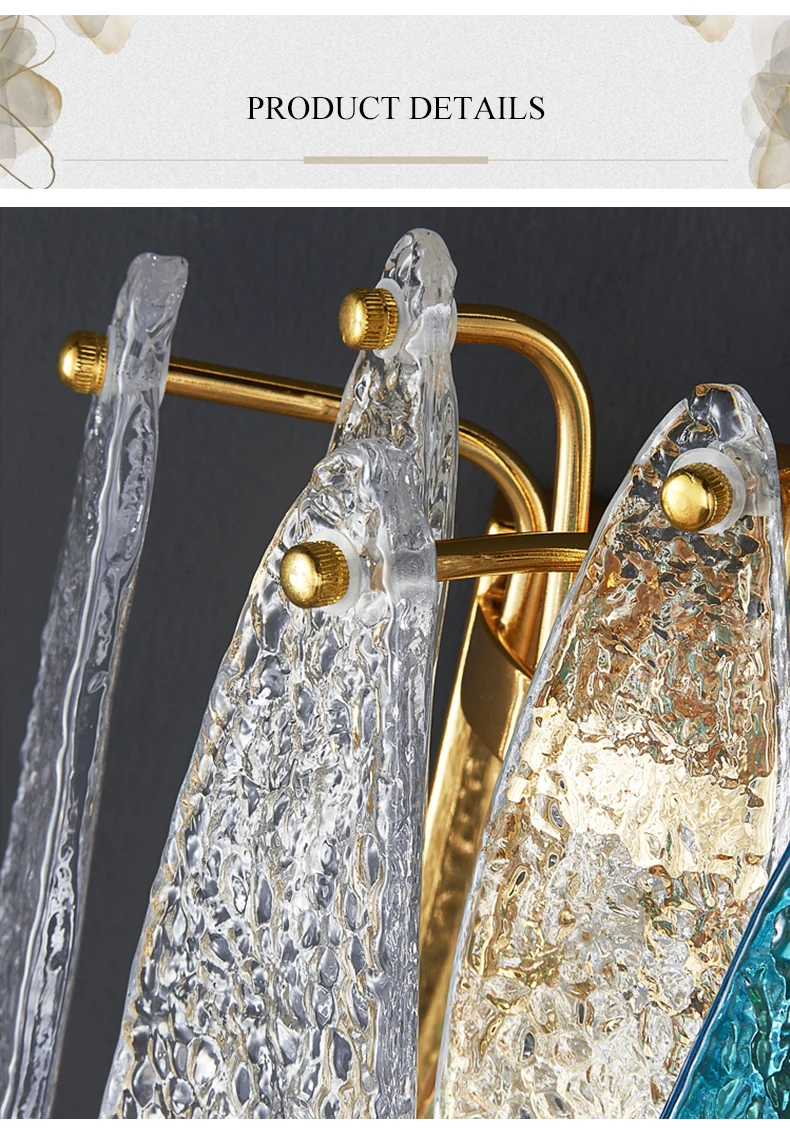 Lâmpada de Parede de Vidro Lâmpada de Parede Lâmpada de Cabeceira Moderna Dourado Americano Sala Estar Fundo Quarto Corredor Fss Pós 4 Luminárias de parede
