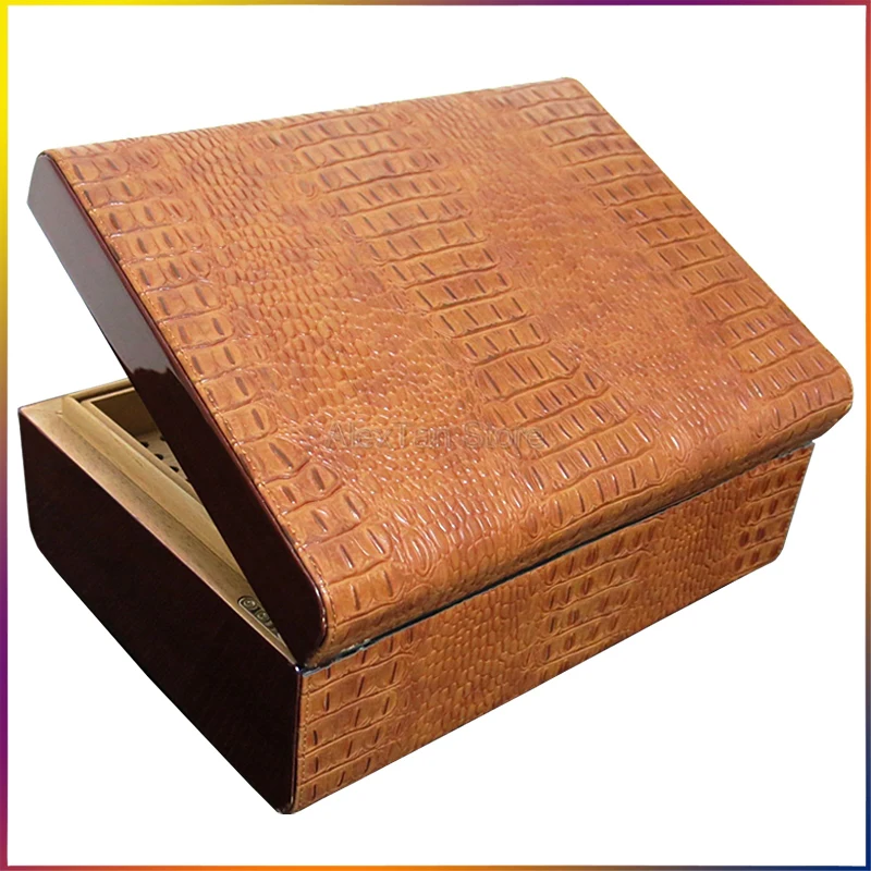 Cohiba Vintage Black Brown Crocodile Leather Cedar Wood Lined 2
