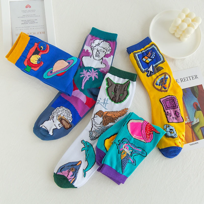 Novelty Funny socks Idyllic vegetables Summer thin woman crew sock cute printing novelty happy meteorological and animal