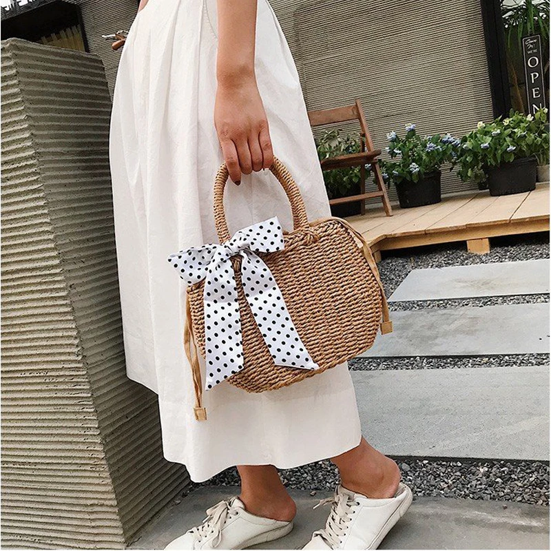 

New 2019 Vintage Women's Bags Straw Woven Handmade Designer Ladies Summer Small Beach Bohemia Rattan Handbag For Female Fashion