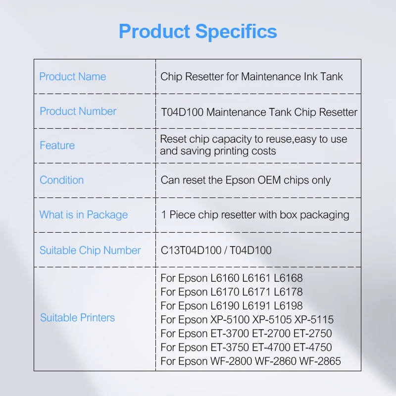 C13T04D100 T04D100 чернильница отработанных чернил обломок Resetter для Epson L6160 L6161 L6168 L6170 L6171 L6178 L6190 L6191