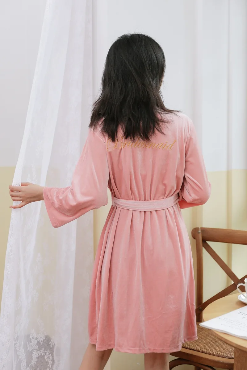 Кавме невесты кимоно для невесты халат халаты с вышивкой зимняя Дамская пижама спагетти ремень платье размера плюс сплошной цвет