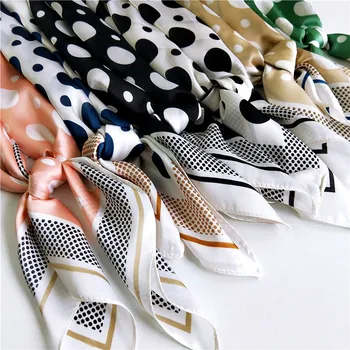 

silk scarf square women shawls and wraps fashion big small dot print office small hair neck hijabs foulard 2020 summer new