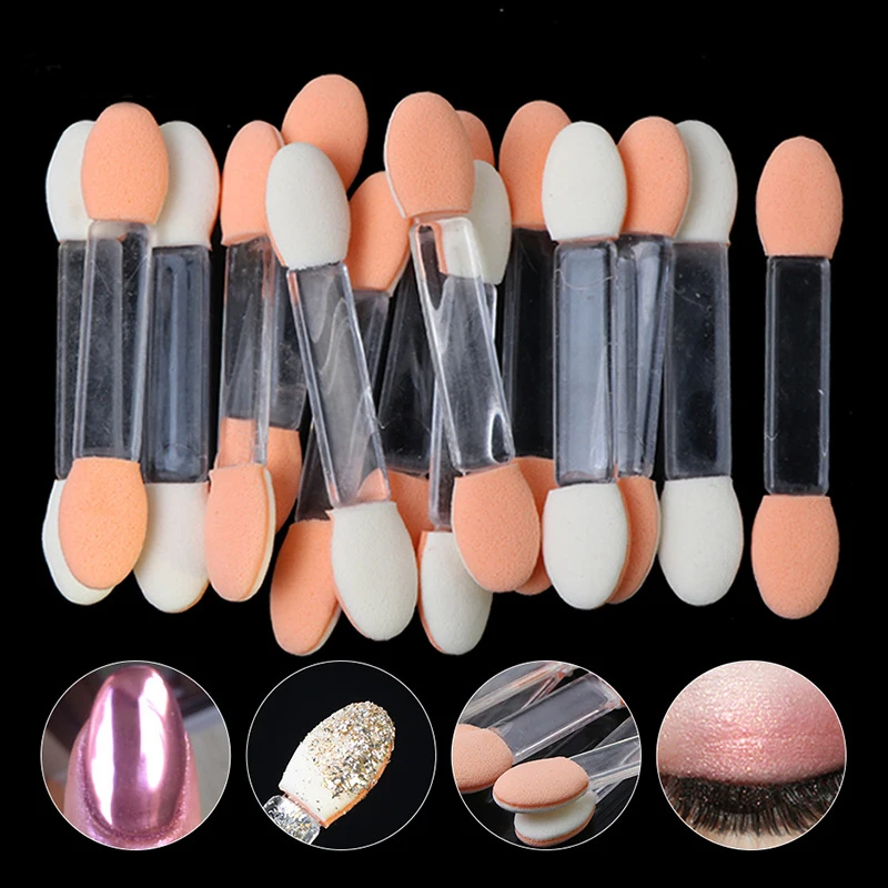 

20pcs Eyeshadow Applicator Nail Glitter Mirror Powder Brush Double Ended Sponge Eyeshadow Stick Make Up Manicure Tools