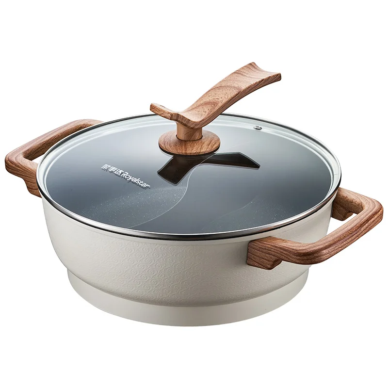 220V 5L Electric Hot Pot 1500W Household 2 Flavor Hotpot Non-Stick Portable Cooking Machine Easy To Clean 5 Gear Adjustment