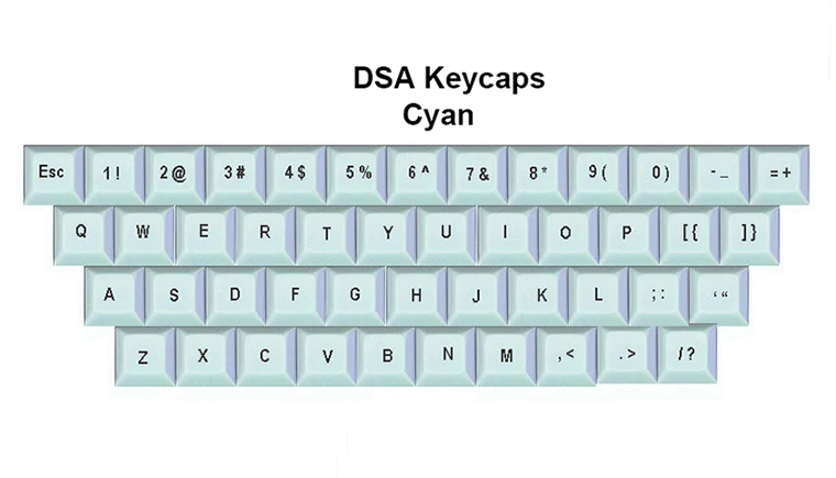 NPKC 46 шт. 1u DSA колпачки для ключей PBT Материал лазерная гравировка верхняя печать или пустой для Cherry MX переключатели механических клавиатуры - Цвет: Cyan