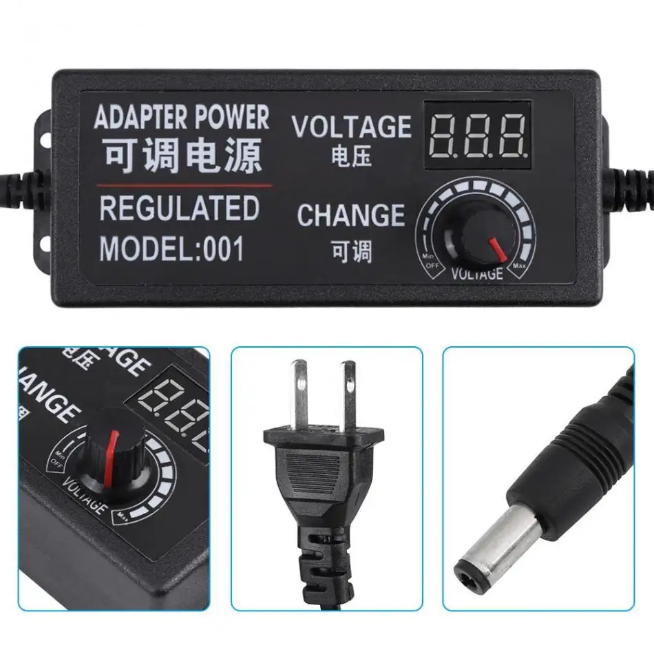 Регулируемый адаптер питания 2.5A 72W DC 9 V-24 V Регулируемый адаптер питания дисплей напряжения регулятор скорости US Plug