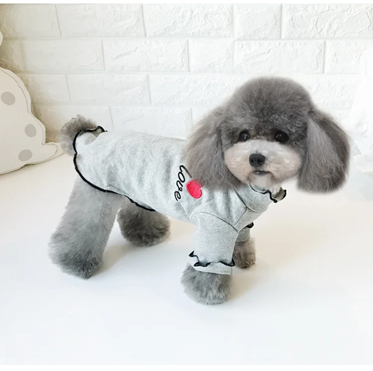 Pet Dog Clothes For Small Dogs Spring Autumn Clothes Chihuahua Puppy Clothing Winter Warm Heart Love Flower Lace Clothes
