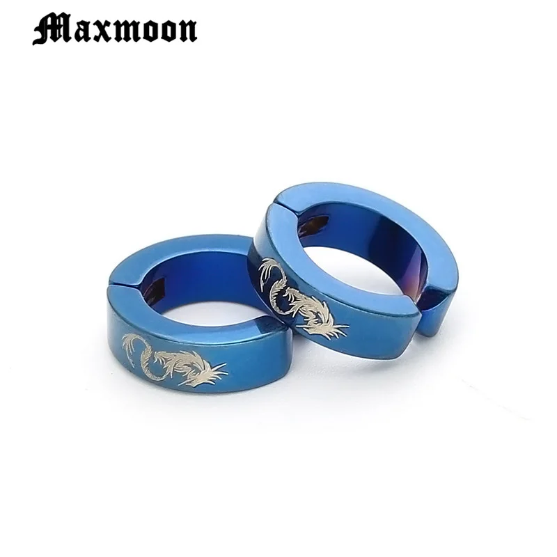 Maxmoon Панк мужской сильный магнит из нержавеющей стали круг магнитный зажим серьги на магнитах поддельные пробки без пирсинга клип Дракон татуировка