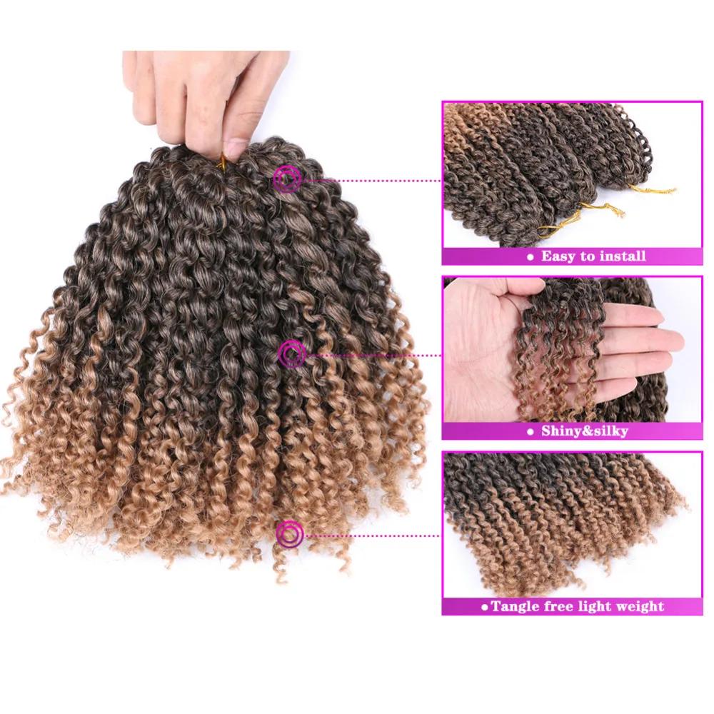 DAIRESS " короткие Marlybob крючком плетеные волосы 3 пряди/лот афро кудрявые синтетические Омбре крючком косички наращивание волос
