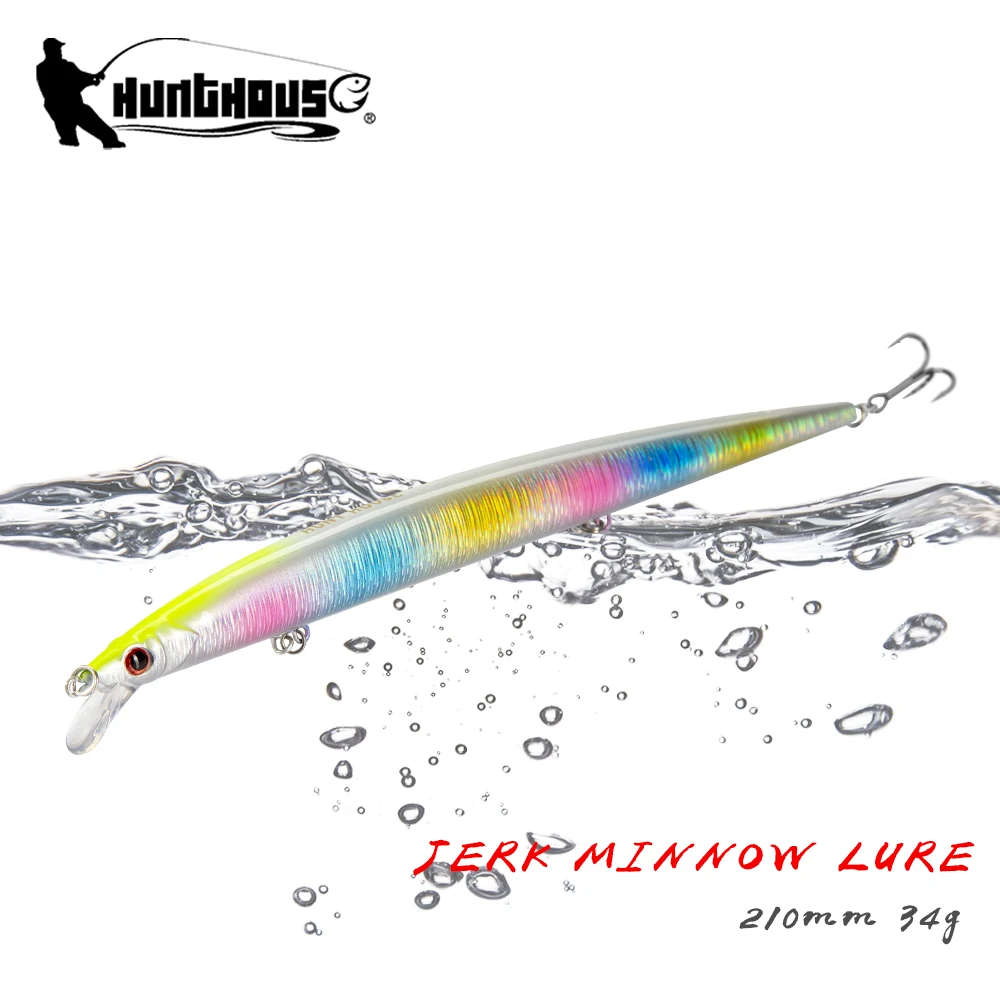 Hunthouse Mommotti Minnow Floating Fishing Lure 210mm 34g lw405 Sea Bass Fishing Tackle Long casting Saltwater hard bait lures 10g 14g 18g 24g jigging lure metal fish bait saltwater fishing lures casting jig sea fishing boat fishing tackle pesca