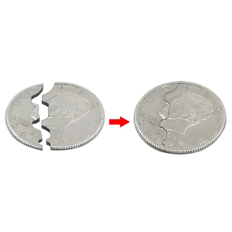 Две складные монеты половина доллара монета волшебные трюки поклевка