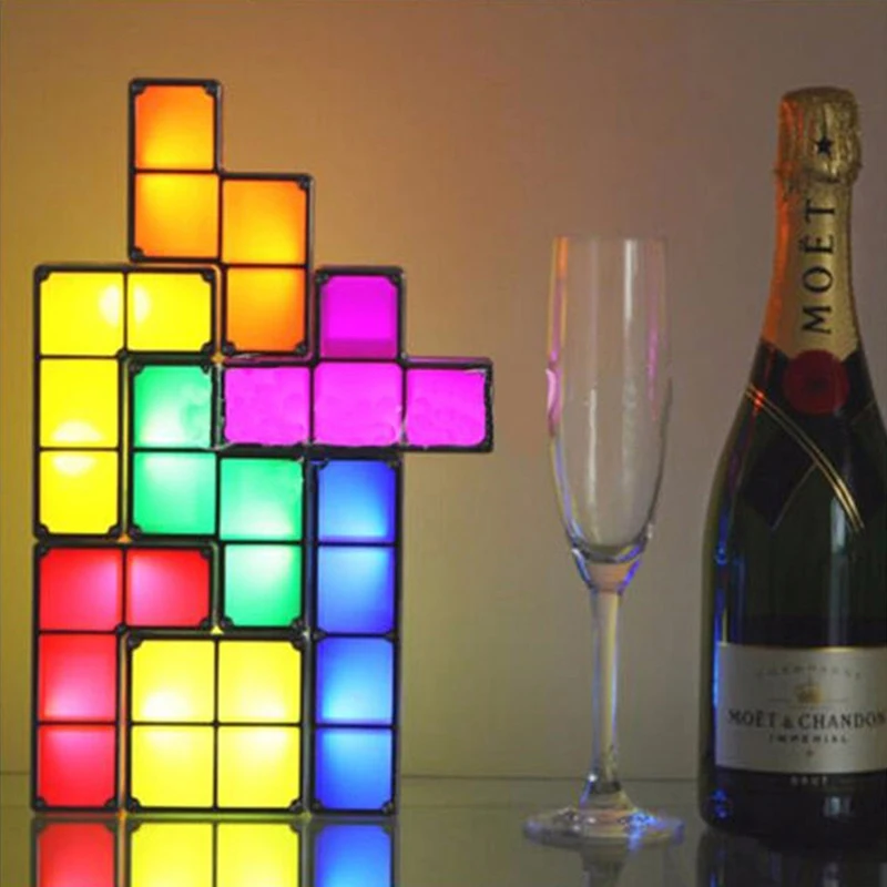  Night Light Tetris Block DIY Decorate Constructible LED Light Energy Saving Colorful Atmosphere Lam