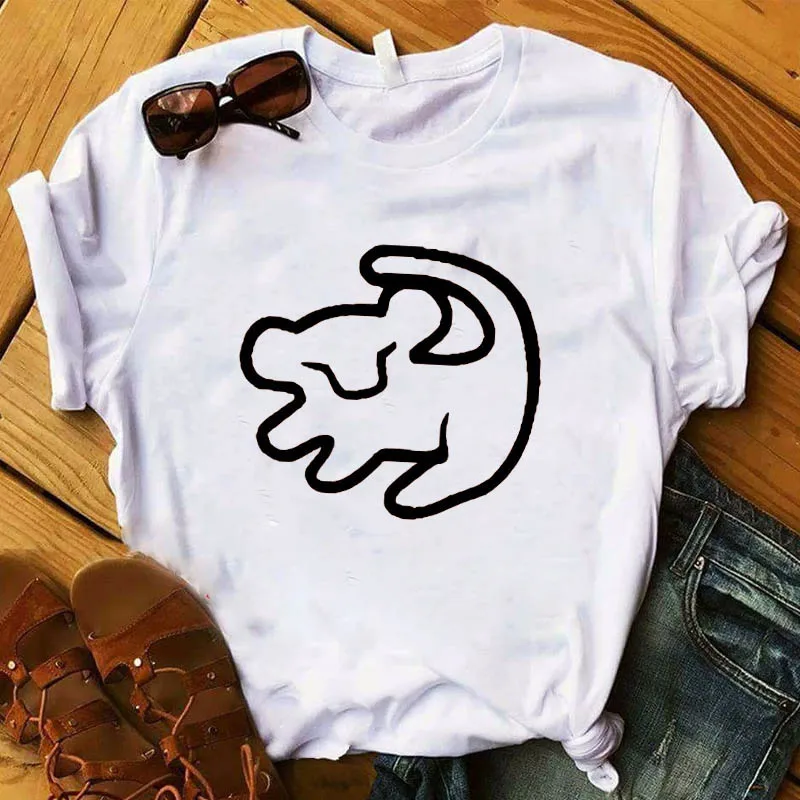 Женская футболка с принтом «Король льва», женская футболка Kawaii Graphic, женская рубашка, одежда, футболка - Цвет: GJS9936