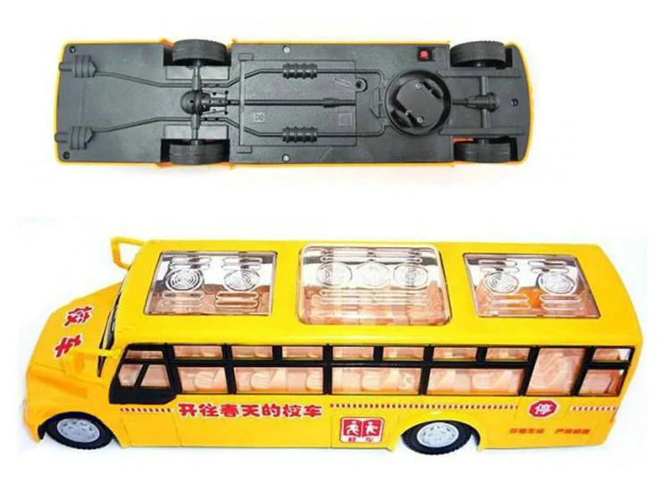 Electronic Long Educational Metal Luxury School Bus Universal Rotation Gorgeous Light Dynamic Music Toys For Child Kids Gifts